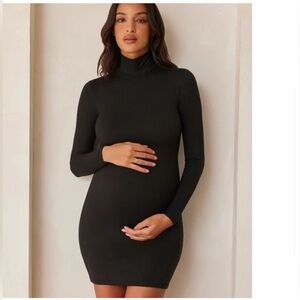 Elegant Black Long Sleeve Maternity Dress